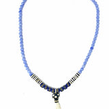 Theodosia Light Blue Beaded 21" Tassle Necklace