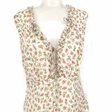 Prada Women's Cream Multi-Color Size 44/8 V-Neck Silk Floral Sleeveless