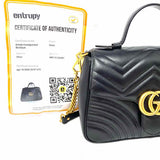 Gucci Marmont Top Handle Black Flap Quilted Leather Satchel
