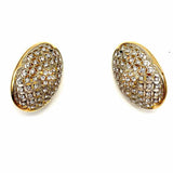 NADRI Two-tone Clip On Oval Crystal Earrings