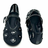 Coach Tea Rose Women's Black Size 8 Mesh Flower Flats