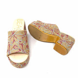 BEACH by Matisse Women's Beige Size 8 Platform Burlap Embroidered Floral Slide