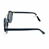 illesteva Milan 3 Black Gold Tone Aviator Round Sunglasses