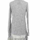 Theory Arkiena Women's Light Gray Size S Long Sleeve Ruffled Dress