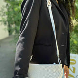Gianni Chiarini Raffia Cream Zip Top Woven Crossbody