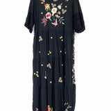 johnny was Women's Black Size XXL Short Sleeve Embroidered Dress