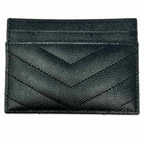 Saint Laurent 2025 Cassandre Black Quilted Grain de Poudre Leather Card Wallet
