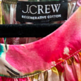 J Crew Women's Pink Size XL Puff Sleeve Abstract Short Sleeve Top