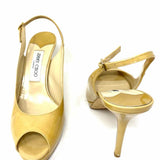 JIMMY CHOO Nova Women's Beige Size 38.5/8.5 Slingback Open Toe Heels