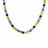 Estate 925 Sterling Silver Multi-Color Tennis 17" semi-precious Necklace