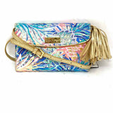 Lilly Pulitzer Bahama Blue Gold Crossbody Tropical Wallet