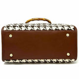 Vimoda "Rive Gouche" Brown Beige Top Handle Houndstooth Satchel