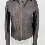 DOMA Women's Brown Size S Zip Leather Moto Jacket