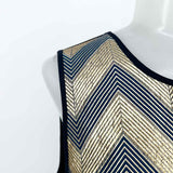 J Crew Women's Navy Gold Size 6 Chevron Sleeveless