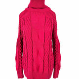 by Anthropologie Women's Magenta Size S cold shoulder Cable knit Sweater