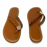 Brighton Aisha Women's Brown Size 9 Flat Leather Braided Flip-Flops