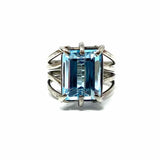 Estate size 7 .925 Sterling Light Blue Aquamarine Ring