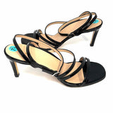 INEZ Sofia Women's Black Size 7.5 Kitten Heel Patent Leather Strappy Sandals