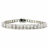Estate 925 Sterling Silver Tennis 7" Crystal Bracelet