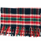 Polo Ralph Lauren Black Red Green Tartan Plaid Cashmere Fringe Scarf