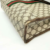 Gucci Ophidia Coated Canvas Beige Zip Top GG Web Accent Tote