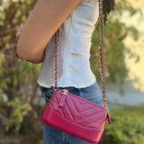 Chanel 2018-19 Gabrielle Double Zip WOC Cranberry Made in Italy Crossbody