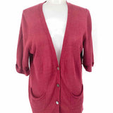 Eileen Fisher Women's Red Size M Short Sleeve Linen Blend Cardigan