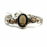 Lori Bonn 925 Sterling Silver Brown Chain 7.5" Braided Smokey Quartz Bracelet