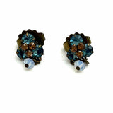 SORRELLI Bronze Tone Blue Stud Cluster Crystal Earrings