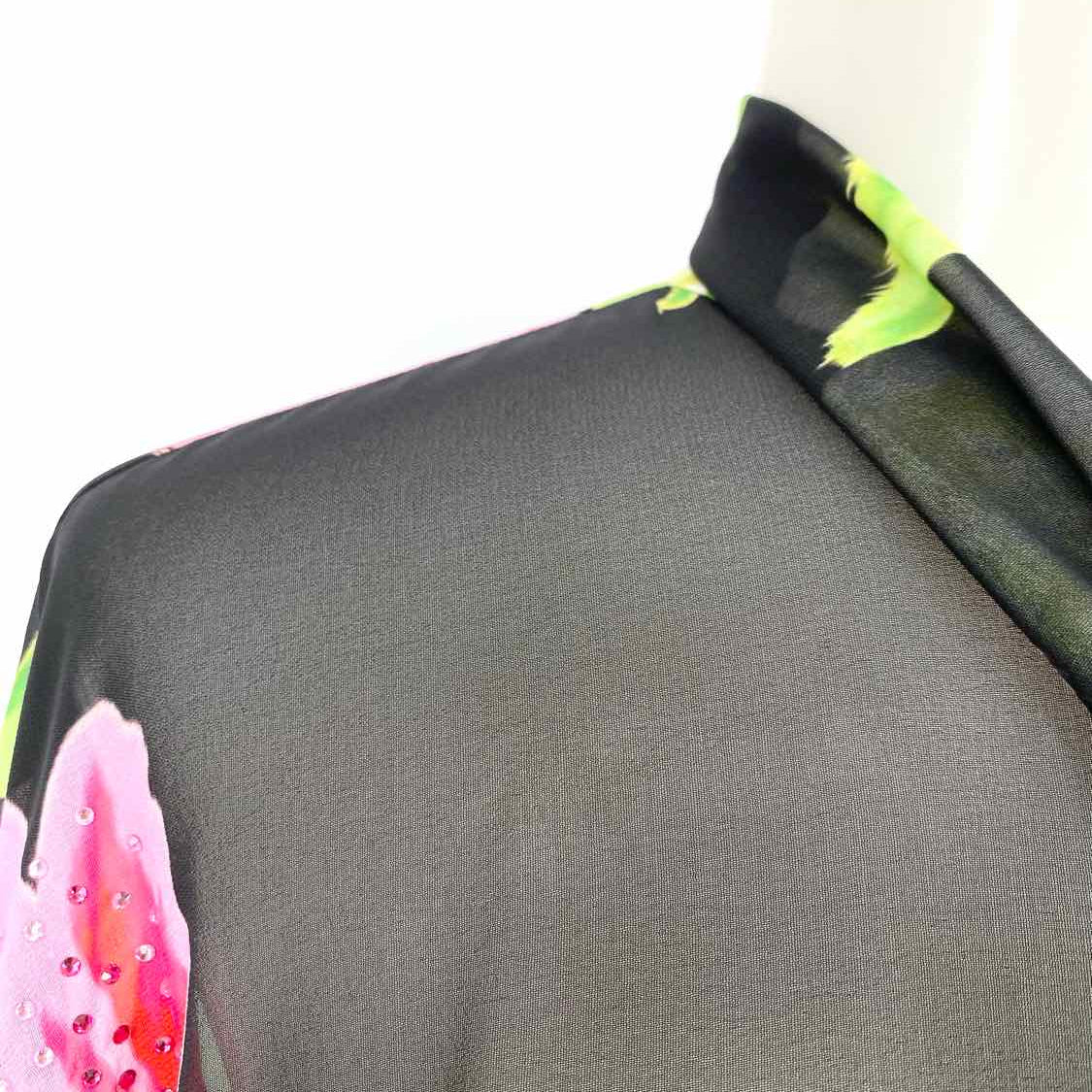ungaro Antonia Women's Black Multi-Color Sz M Button Down Floral Long Sleeve