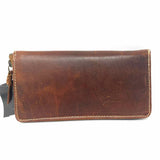 Southernly Obsessed Brown Zip-Around Leather Wallet
