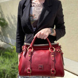 Dooney & Bourke Florentine Red Zip Tassel Pebbled Leather Satchel