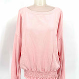 SUNDRY Women's Pink Size 12/L Boatneck Smocked Long Sleeve