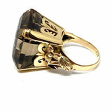 Estate size 6 10K Gold Square Cut Smokey Quartz Ring