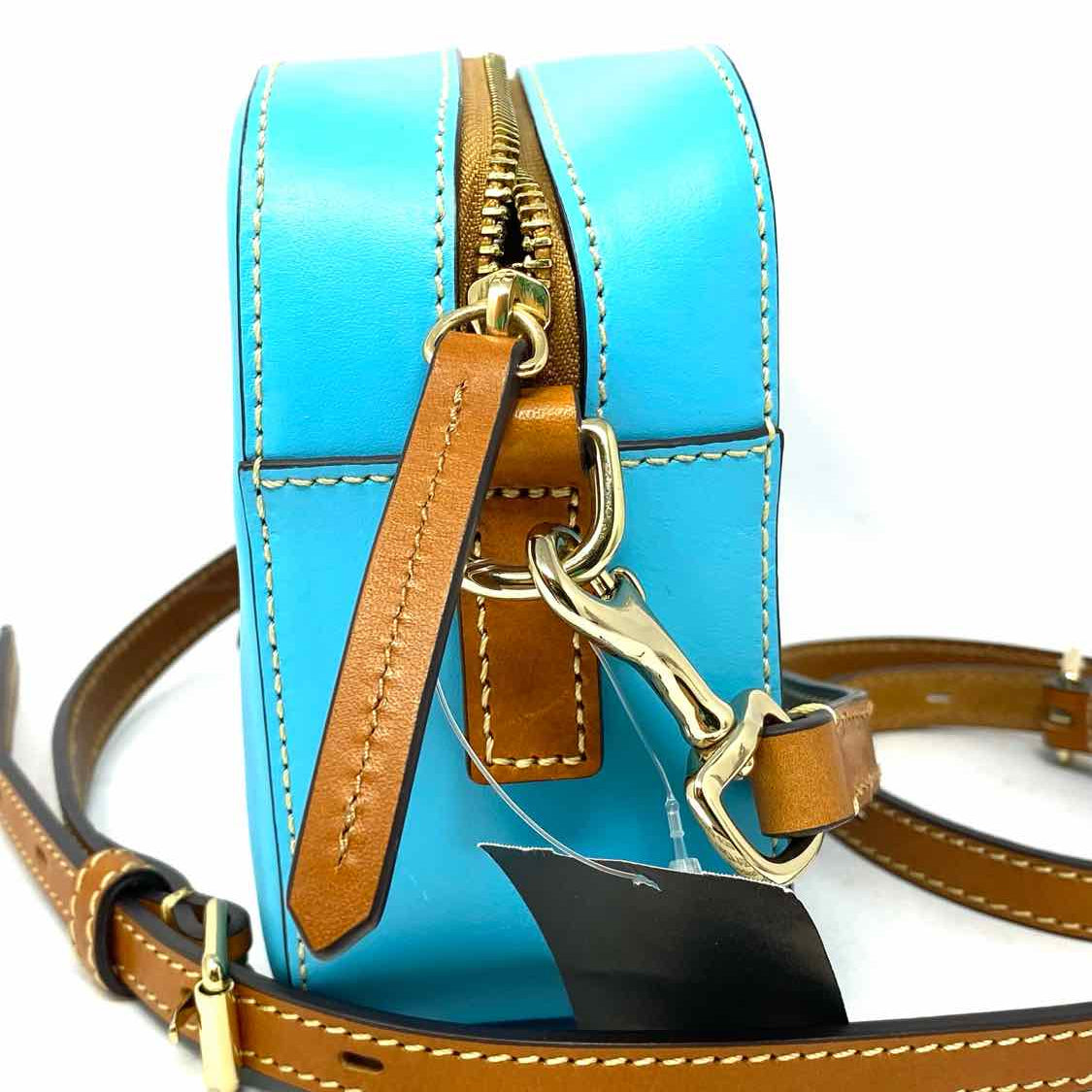 Dooney & Bourke Camera Zip Leather Aqua Rectangle Crossbody