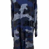 ANATOMIE Zendaya Women's Black Blue Size L Open Front Camoflage Duster