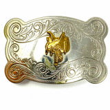 Chambers Belt Co Nickel Silver Western Saddle Belt Buckle