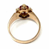 Estate Victorian 1800's Garnet Glass Doublet Pearls size 7 10K Rose Gold Ring