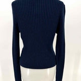 rag & bone Women's Navy White Size L Collared Ribbed Cardigan
