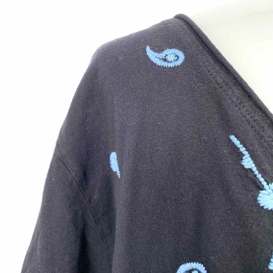johnny was Nico Women's Black Blue Size 3X Scoop Neck Paisley Short Sleeve Top