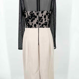 KAREN MILLEN Women's Black Beige Size 10 sheath Mesh Overlay Dress