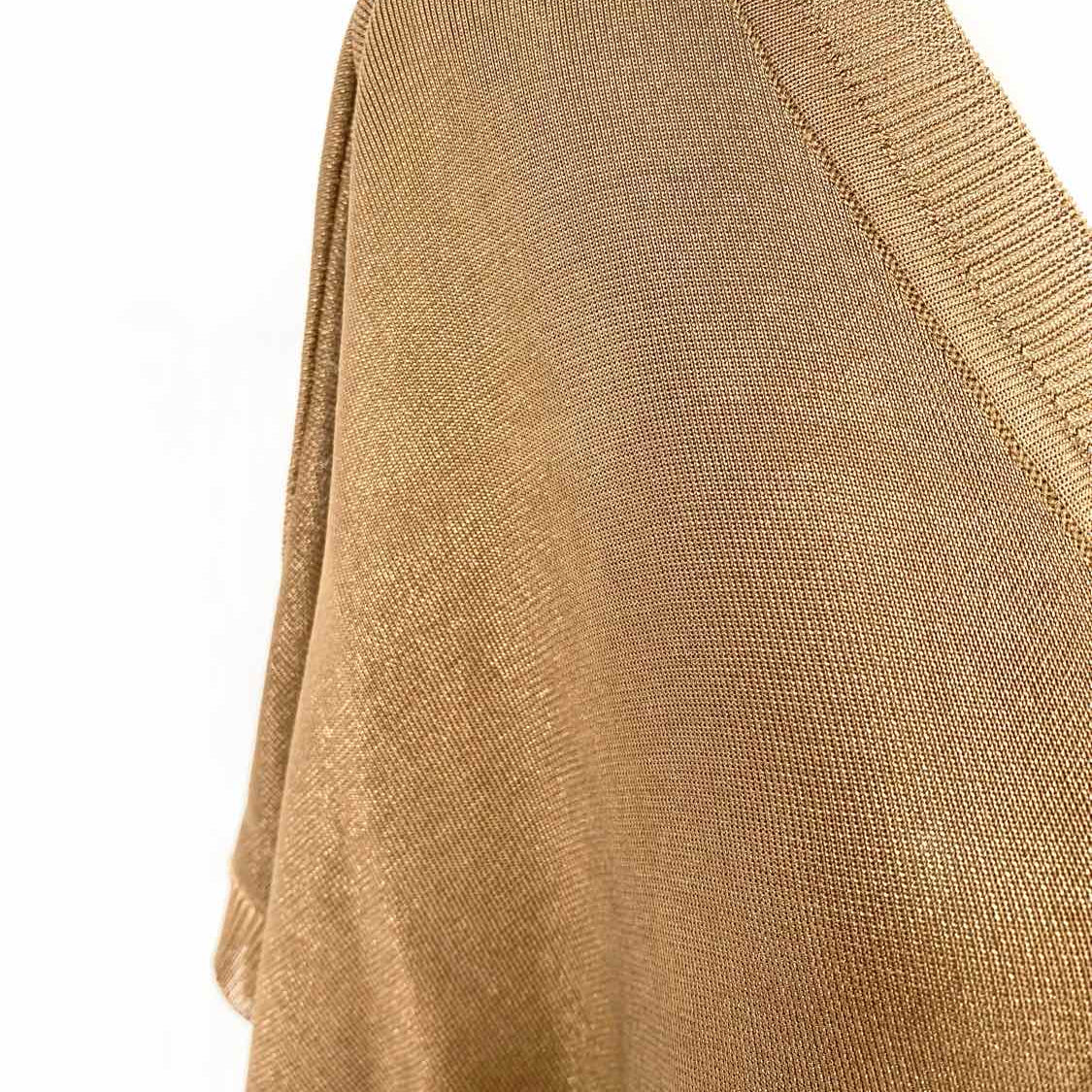 Max Mara Women's Dark Gold Size XL V-Neck Viscose Short Sleeve Top