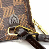 LOUIS VUITTON 2016 Neverfull Pochette Coated Canvas Brown Damier Ebene Wristlet