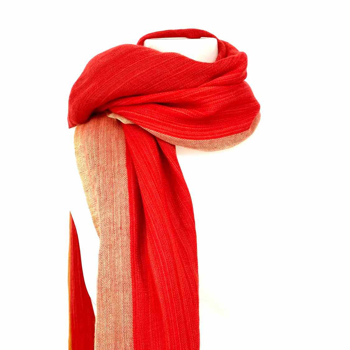 Hermes Red Orange Fuchsia Color Block Vintage Shawl