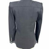 HELMUT LANG Women's Black Size 4 Collarless Leather Trim Blazer