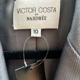 VICTOR COSTA Women's Silver Size 10 Button Down Ribbed Dress