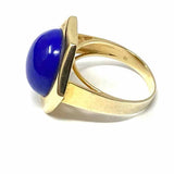Estate size 7 14K Gold Hexagon Cabochon Lapis Lazuli Ring