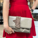 Salvatore Ferragamo Gray Flap pleated Leather Crossbody