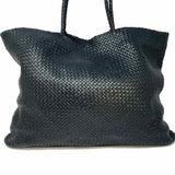 Quince Black Large Woven Leather Tote