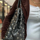 JIMMY CHOO Sasha Black Star Studded Patent Leather Tote